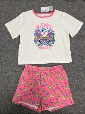 Primark Girl’s White & Pink Butterfly Pajama Set